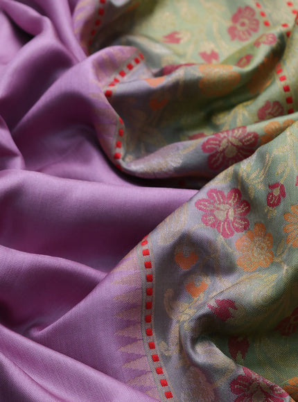 Lavender - Green Banarasi Silk Saree