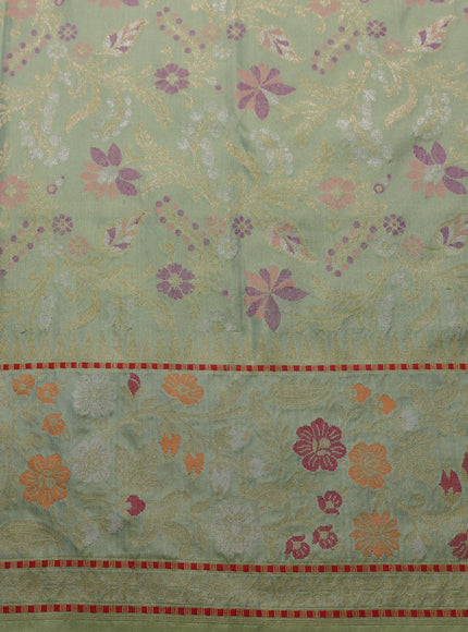 Lavender - Green Banarasi Silk Saree