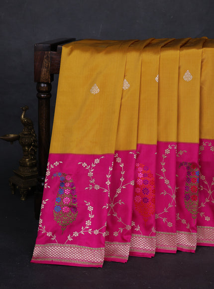 Yellow - Pink Banarasi Silk Saree