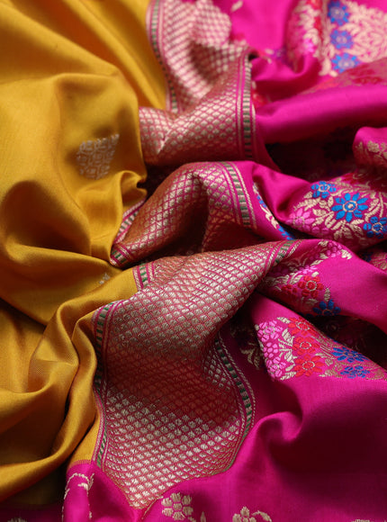 Yellow - Pink Banarasi Silk Saree
