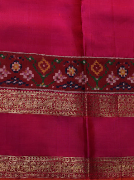 Mehendi Green - Rani Pink Pure Kanchipuram Silk Saree With Patan Patola Border