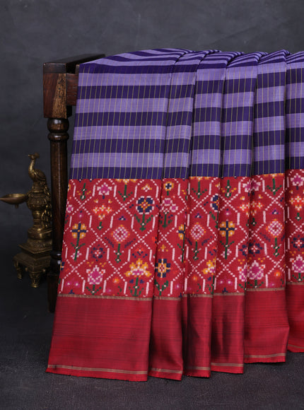Navy - Maroon Pure Kanchipuram Silk Saree With Patan Patola Border