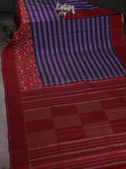 Navy - Maroon Pure Kanchipuram Silk Saree With Patan Patola Border