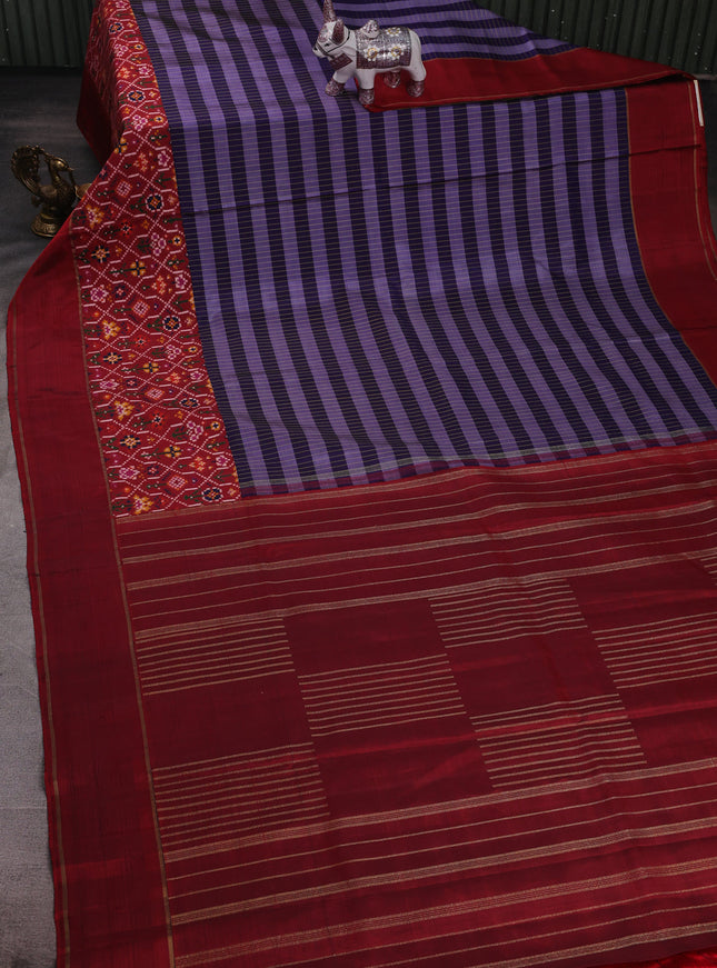 Navy - Maroon Pure Kanchipuram Silk Saree With Patan Patola Border