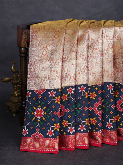 Gold - Red Pure Kanchipuram Tissue Silk Saree With Patan Patola Border
