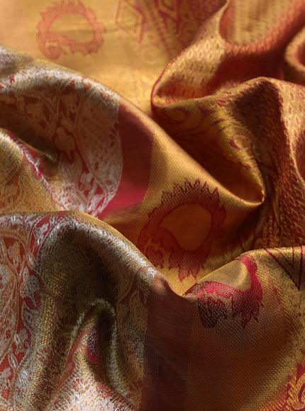 Gold - Red Pure Kanchipuram Tissue Silk Saree With Patan Patola Border