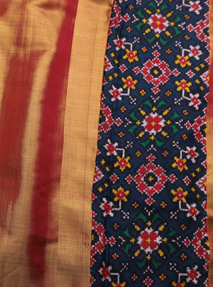 Gold - Red Pure Kanchipuram Tissue Silk Saree With Patan Patola Border