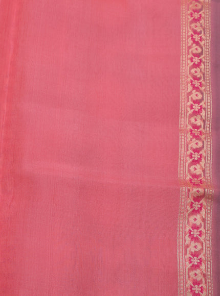 Teal Blue - Peach Banarasi Silk Saree