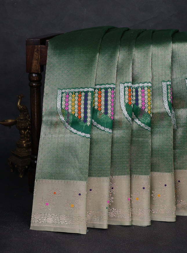 Green - Pastel Green Banarasi Kora Silk Saree