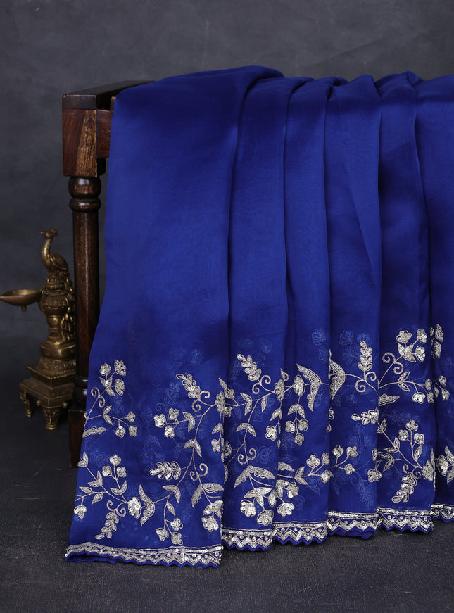 Organza Embroidery Silk Saree With Readymade Blouse
