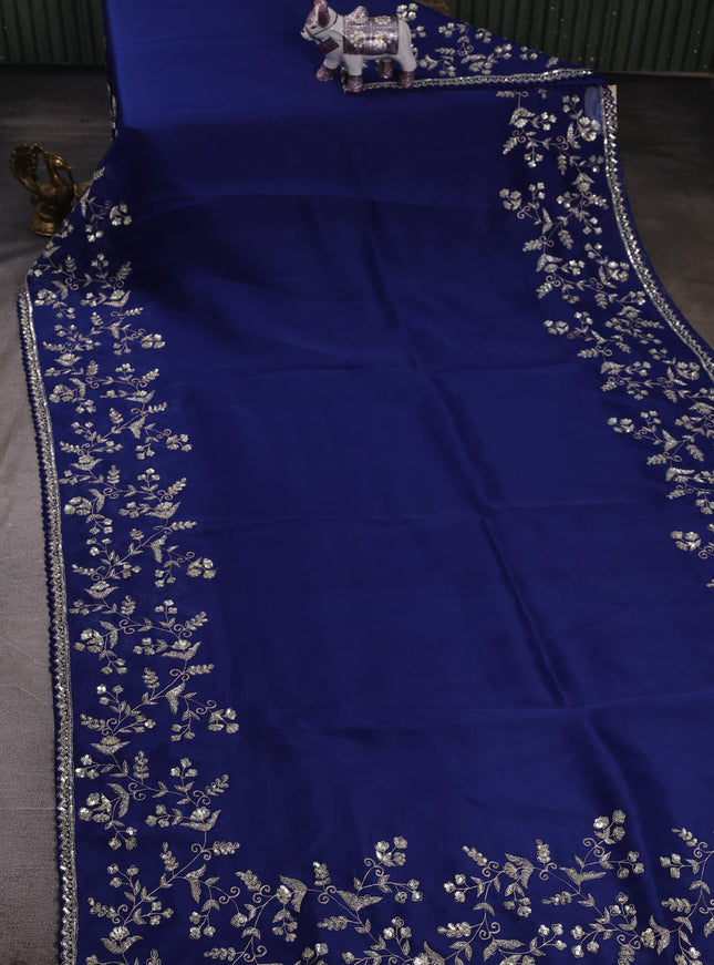 Organza Embroidery Silk Saree With Readymade Blouse