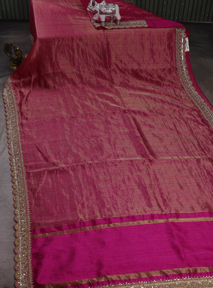 Rani Pink Chanderi Silk Embroidery Saree With Readymade Blouse