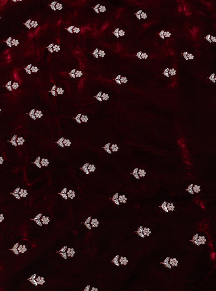 Chiku - Maroon Tissue Embroidery Silk Saree