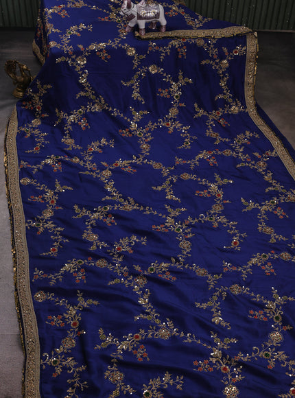 Blue Silk Embroidery Saree
