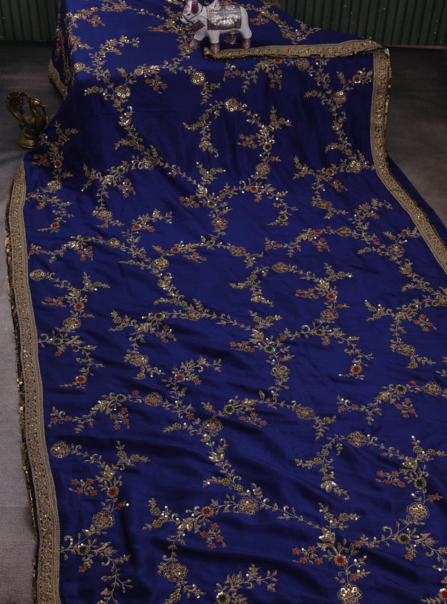 Blue Silk Embroidery Saree