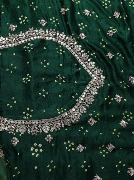 Green - Bottle Green Gajji Silk Bandhani Embroidery Saree