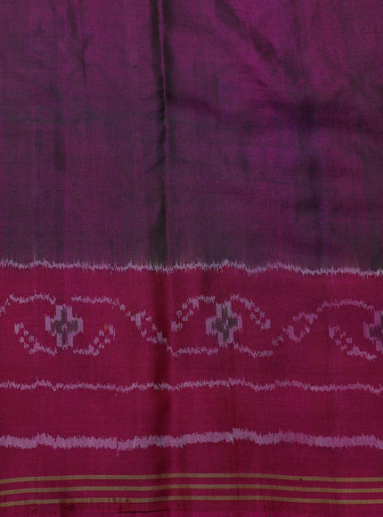 Brown - Rani Pink Tussar Embroidery Silk Saree With Ikkat Border