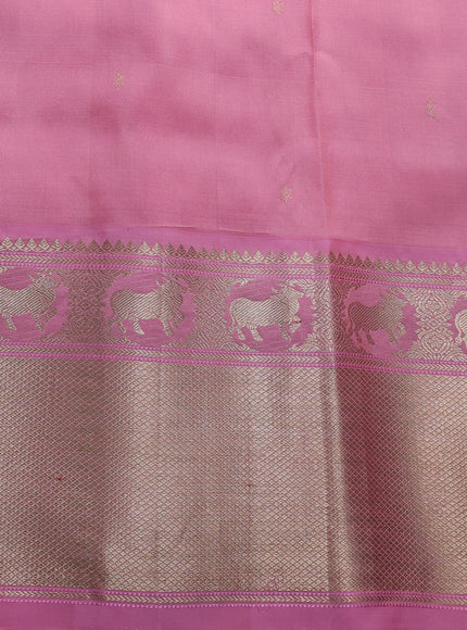 Pale Yellow - Light Pink Muslin Organza Silk Saree With Kanchi Border