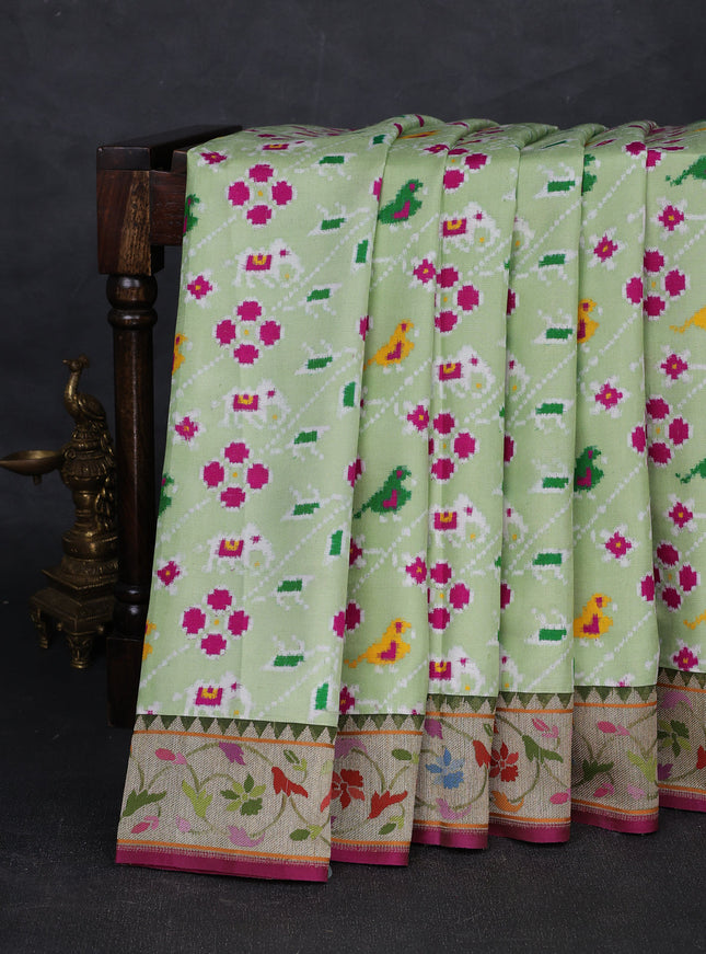 Pista Green - Mehendi Green Patan Patola With Kora Border