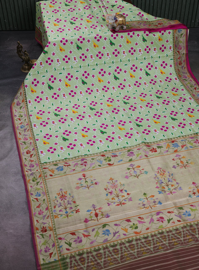 Pista Green - Mehendi Green Patan Patola With Kora Border