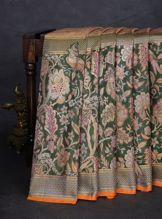 Dusty Rose Pure Kanchipuram Tissue Silk Saree