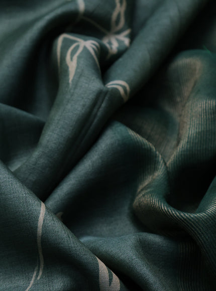 Green Tussar Printed Silk Saree