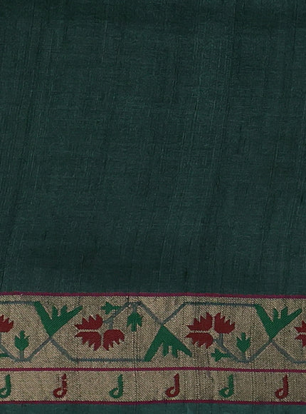 Green Tussar Printed Silk Saree