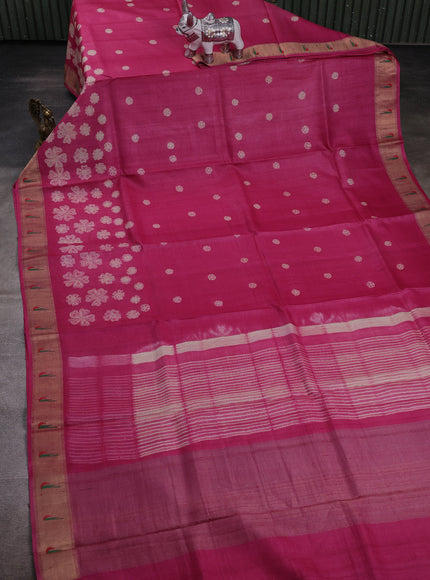 Pink Tussar Shibori Printed Silk Saree
