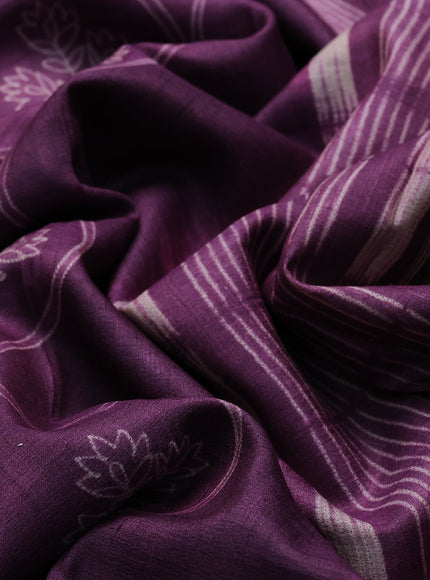 Purple Tussar Shibori Printed Silk Saree