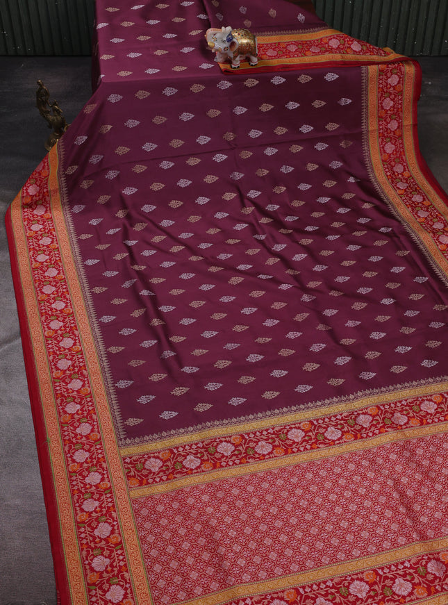 Wine - Red Banarasi Silk Saree