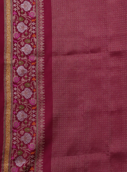 Beige - Magenta Banarasi Silk Saree
