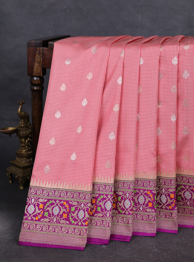 Pink - Purple Banarasi Silk Saree