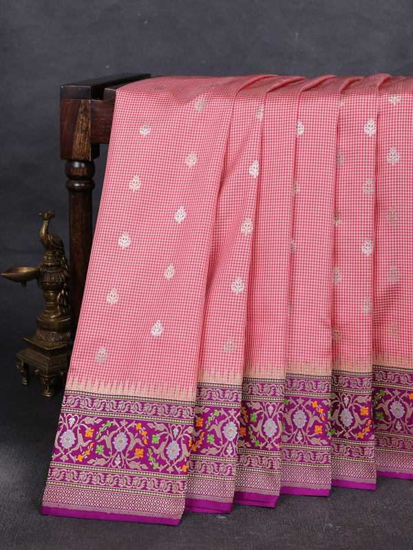 Pink - Purple Banarasi Silk Saree