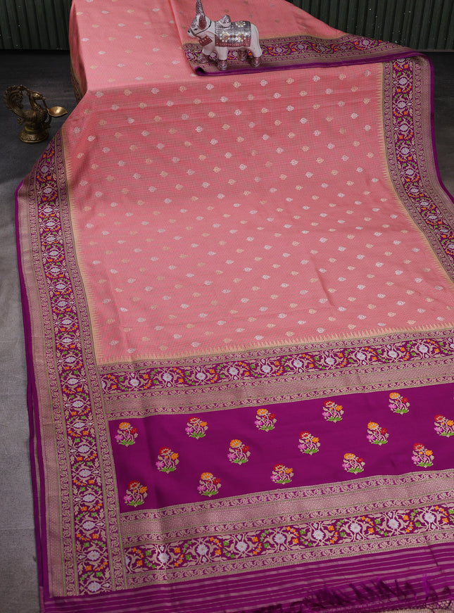 Pink - Purple Banarasi Silk Saree
