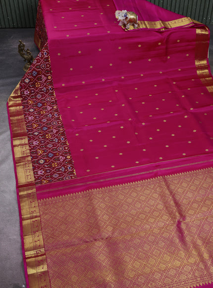 Rani Pink - Maroon Pure Kanchipuram Silk Saree With Patola Border
