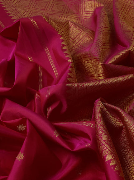 Rani Pink - Maroon Pure Kanchipuram Silk Saree With Patola Border