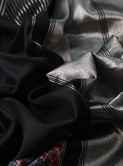 Black - Grey Pure Kanchipuram Silk Saree With Patola Border
