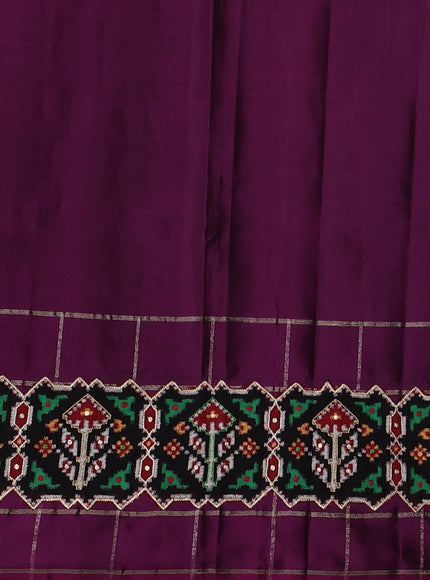 Bottle Green - Wine Kanchipuram Silk Saree With Applique Embroidery