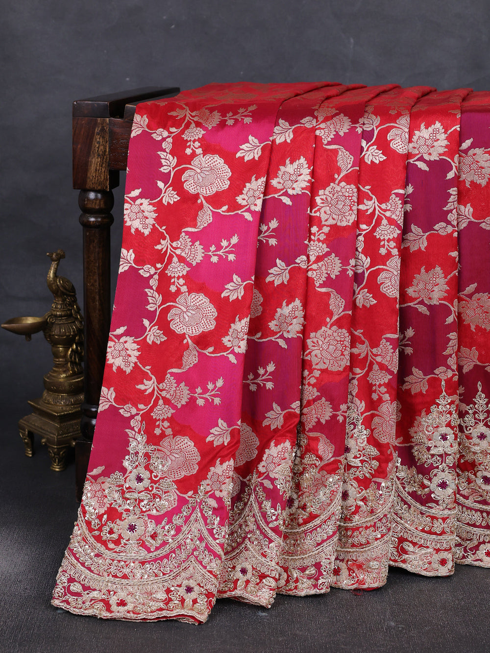 Red Banarasi Silk Embroidery Saree