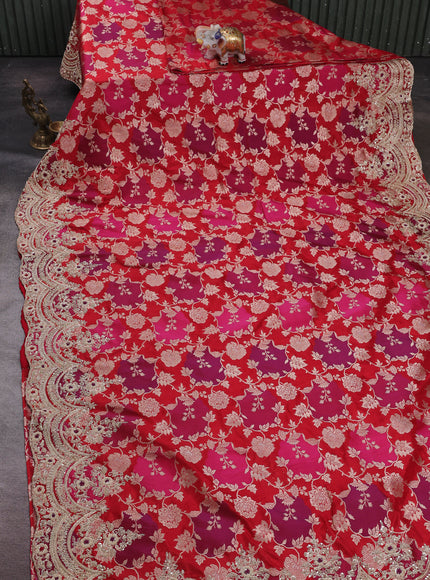 Red Banarasi Silk Embroidery Saree