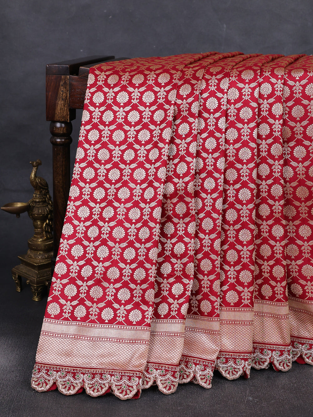 Maroon Banarasi Silk Embroidery Saree