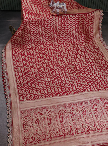 Maroon Banarasi Silk Embroidery Saree
