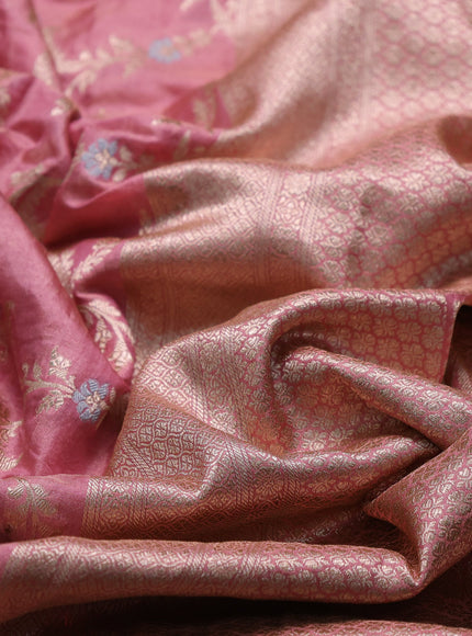 Gajri Pink Banarasi Tissue Silk Embroidery Saree