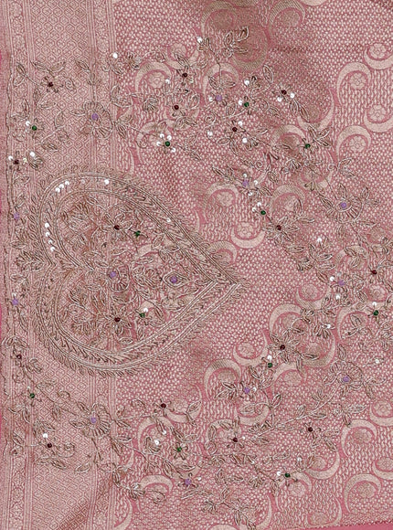 Gajri Pink Banarasi Tissue Silk Embroidery Saree