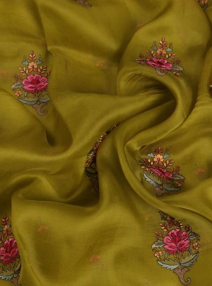 Mehendi Green Organza Embroidery Silk Saree