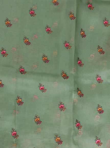 Pista Green Organza Embroidery Silk Saree