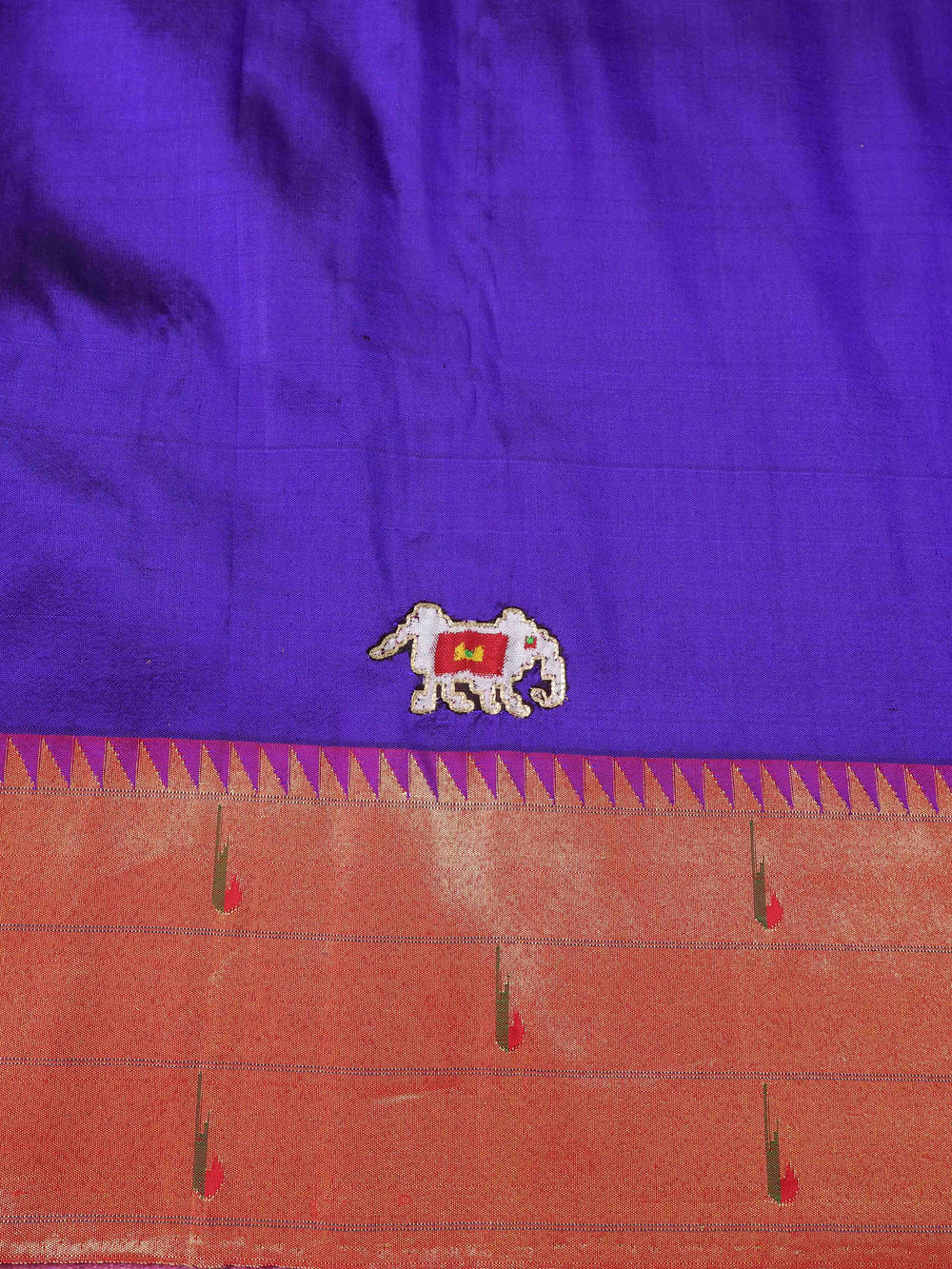 Purple - Red Pure Paithani Silk Embroidery Saree