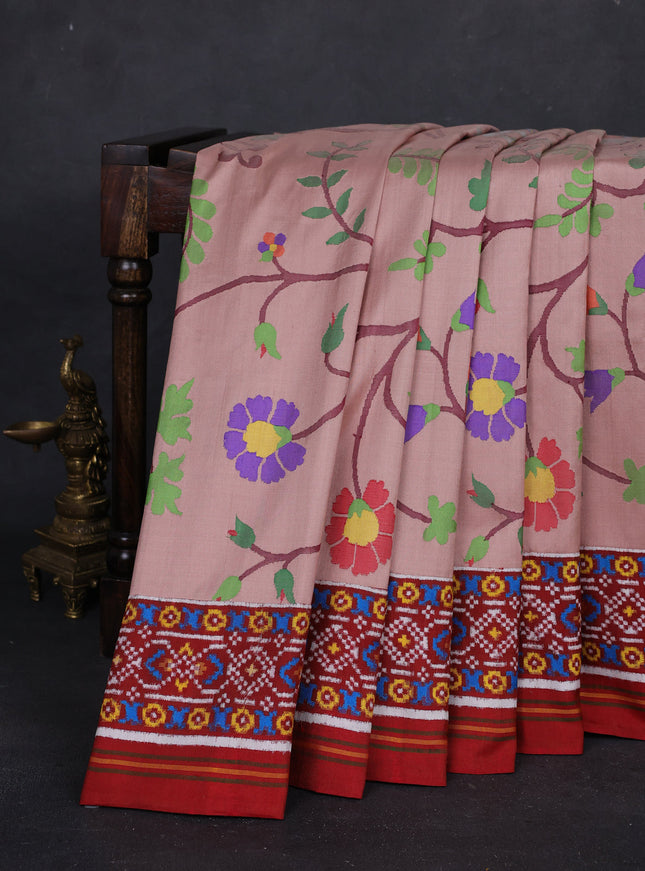 Onion Pink - Red Pure Paithani Silk Embroidery Saree