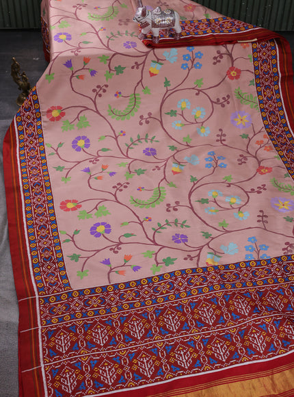 Onion Pink - Red Pure Paithani Silk Embroidery Saree