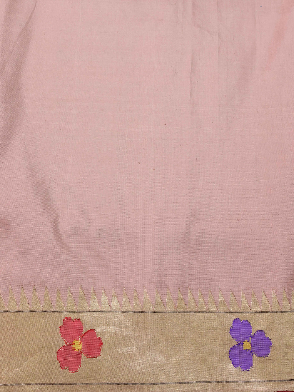 Onion Pink - Red Pure Paithani Silk Embroidery Saree